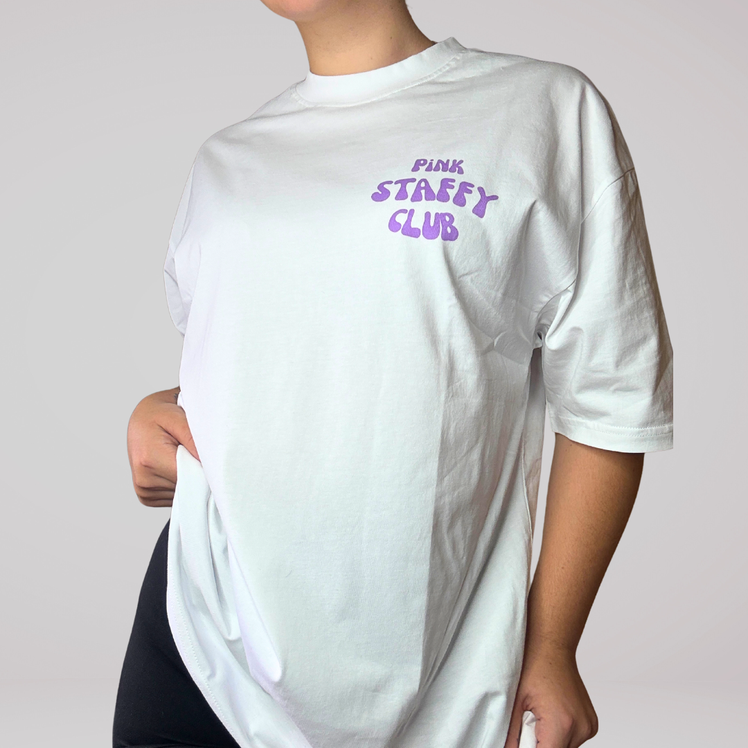 Oversized Drop Shoulder Tee - Pink Staffy Club